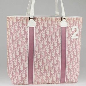 Dior pink monogram tote bag